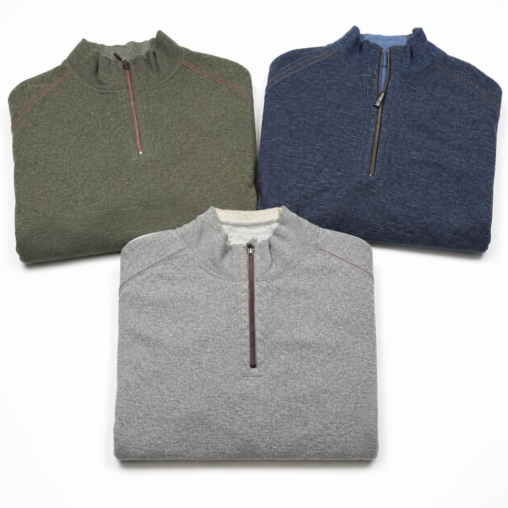 Lot 3 Tommy Bahama Tobago Bay Reversible 1/4 Zip Pullovers Large